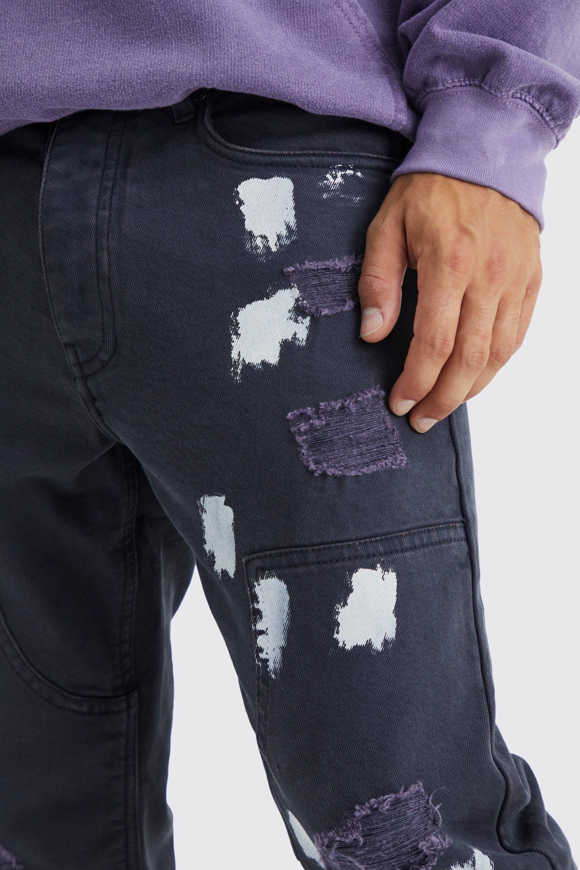 Grey paint splatter jeans sales mens